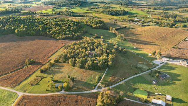 birds eye view of property featuring a rural view