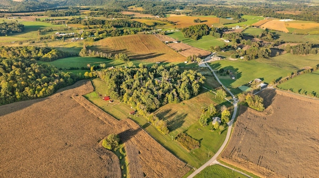 bird's eye view with a rural view