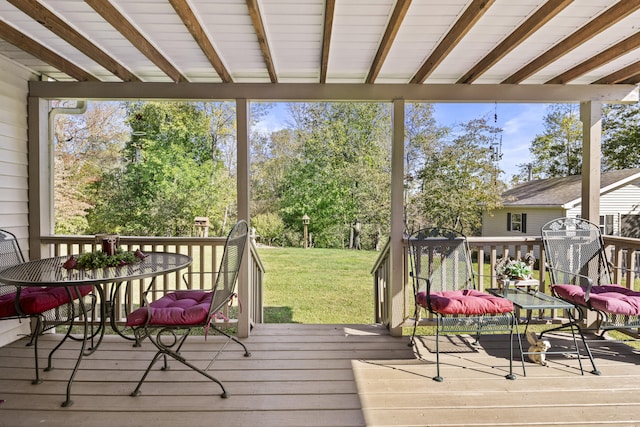 deck with a lawn