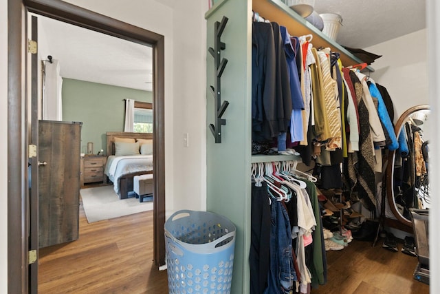 walk in closet featuring hardwood / wood-style floors