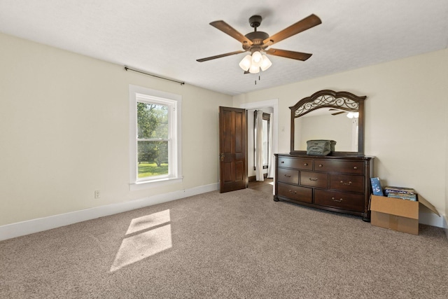 bedroom with carpet floors and ceiling fan