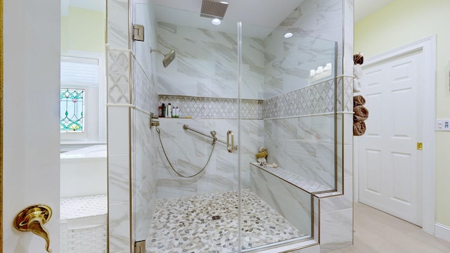 bathroom featuring walk in shower