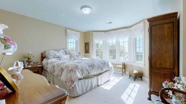 carpeted bedroom with multiple windows