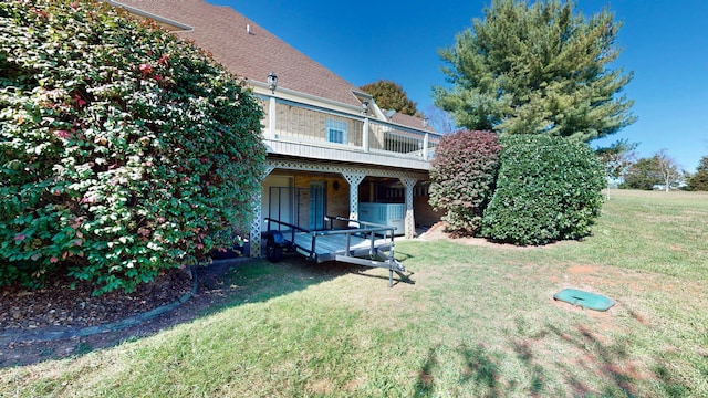 view of yard with a deck