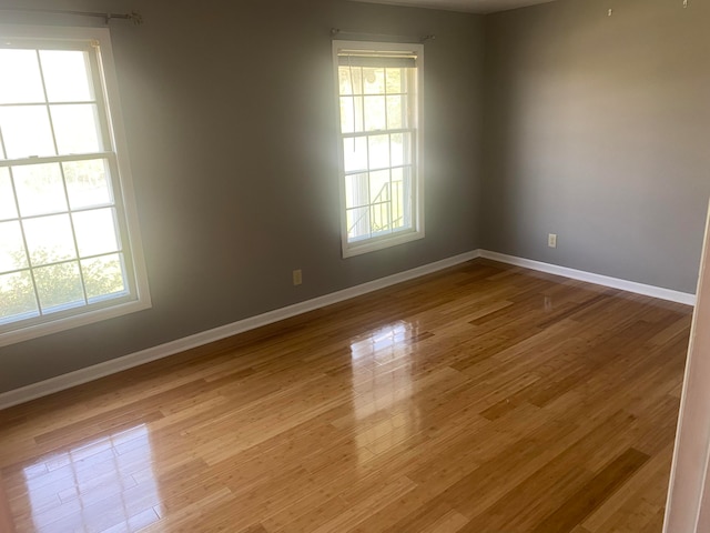 unfurnished room with light hardwood / wood-style flooring