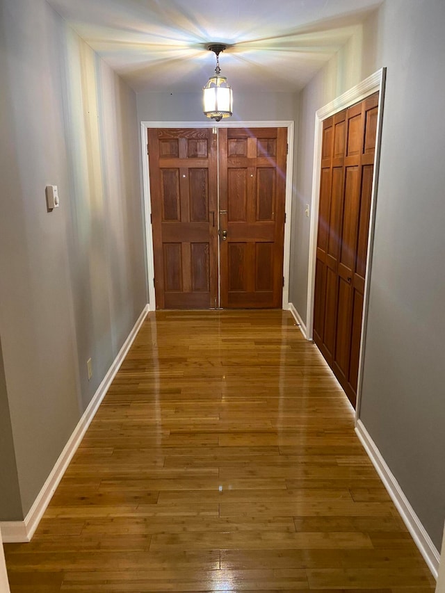 doorway to outside featuring hardwood / wood-style floors