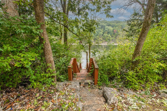 exterior space featuring a water view