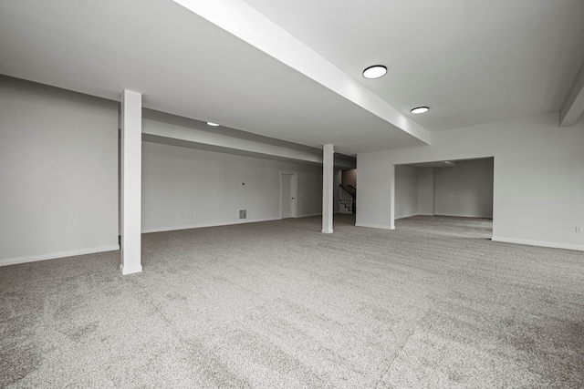 basement with carpet