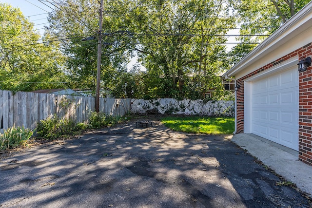 exterior space featuring a garage