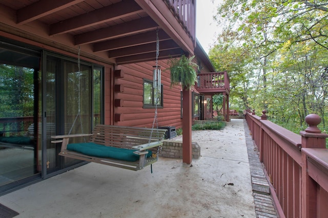 view of patio featuring a wooden deck