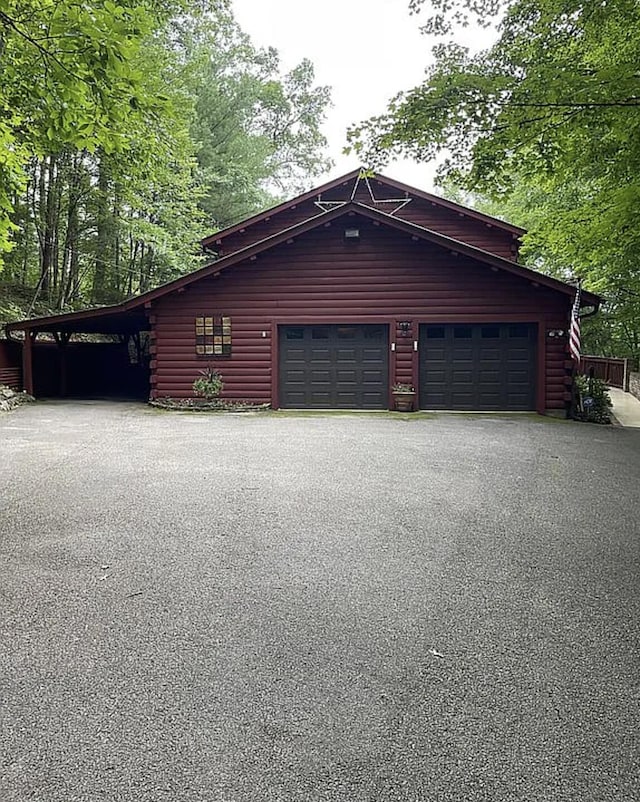 garage with a carport