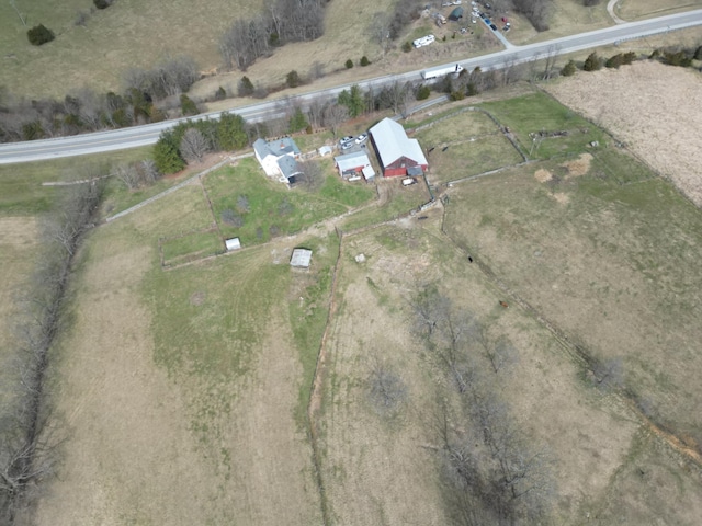 aerial view featuring a rural view