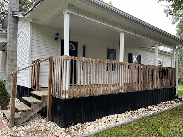 wooden deck featuring a porch