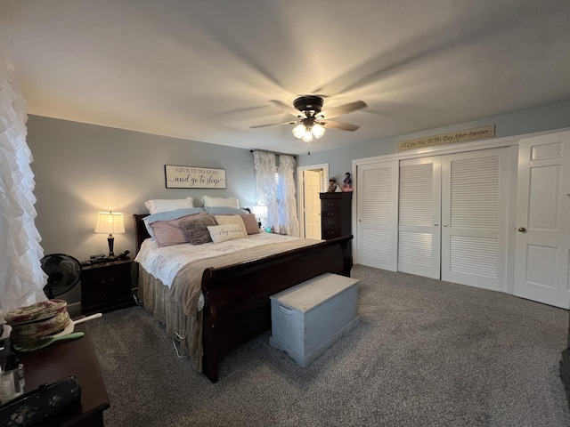 bedroom with carpet and ceiling fan