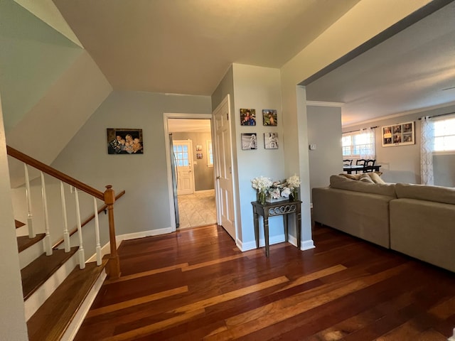 interior space featuring dark wood-type flooring