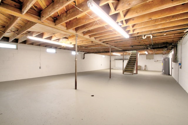 basement with electric water heater