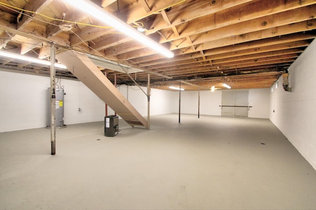 basement with electric water heater