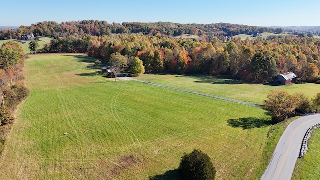 aerial view featuring a rural view