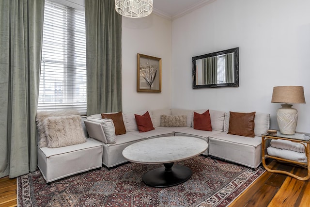 302 W High St, Lexington, KY 40507 - living area with wood finished floors, ornamental molding, and plenty of natural light