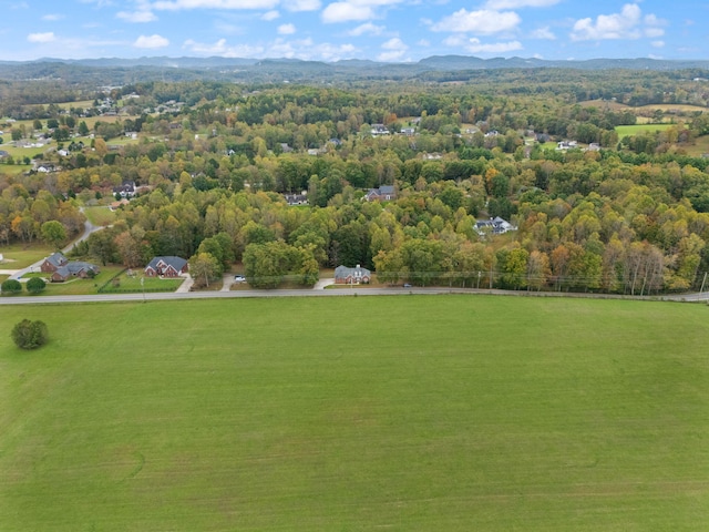 drone / aerial view featuring a mountain view