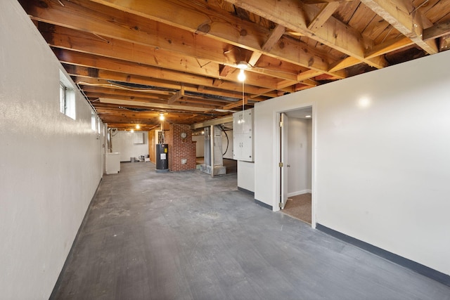 basement with water heater