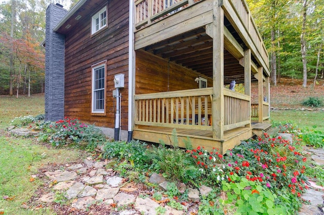 exterior space featuring a chimney