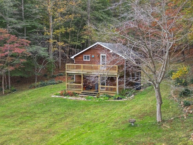 view of outbuilding with a view of trees