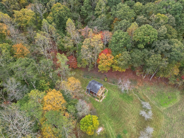 drone / aerial view with a forest view