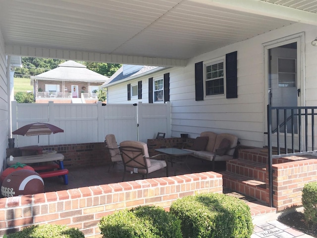 view of patio featuring a gazebo