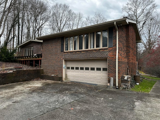 exterior space featuring a garage