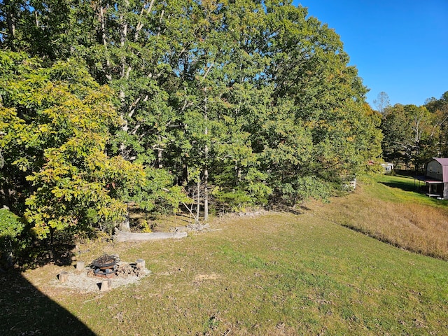 view of yard with an outdoor fire pit