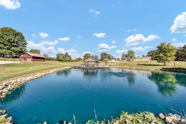 water view featuring a gazebo