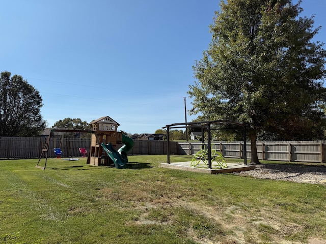 view of yard with a playground