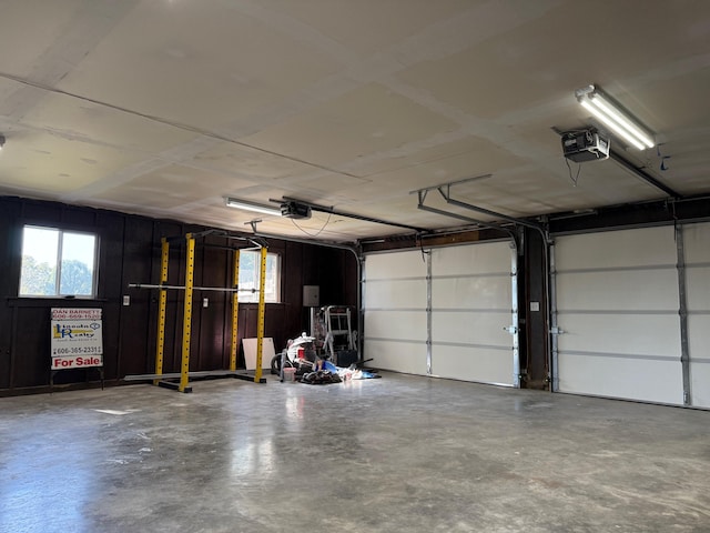 garage with a garage door opener