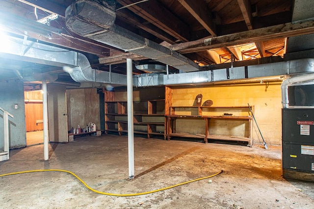 basement with heating unit