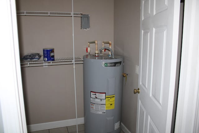 utility room featuring water heater