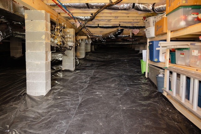 basement with water heater