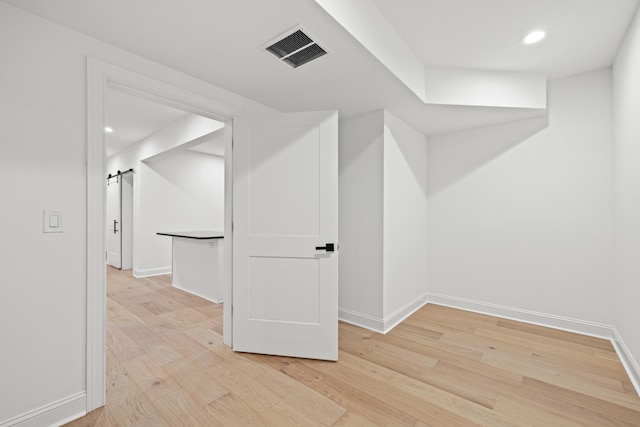 interior space with light hardwood / wood-style flooring