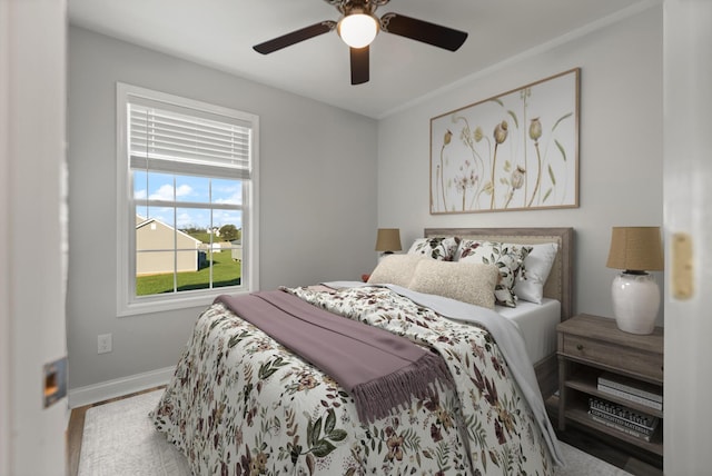 bedroom featuring ceiling fan