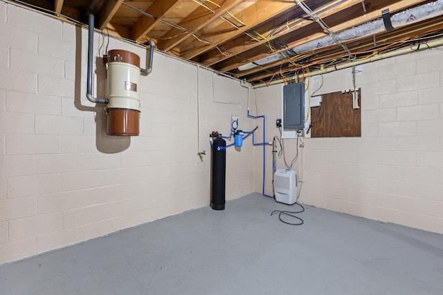 basement with electric panel