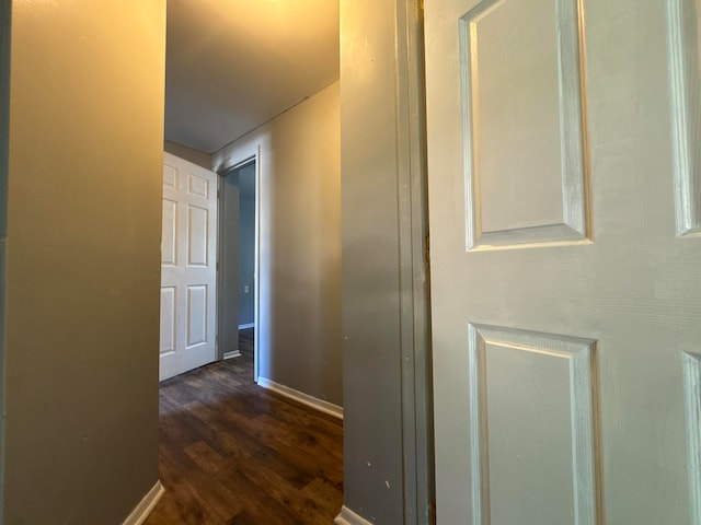 hall with dark wood-type flooring