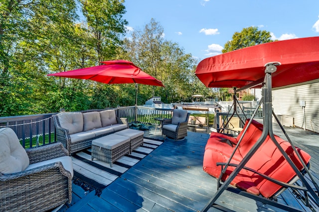 deck featuring an outdoor hangout area