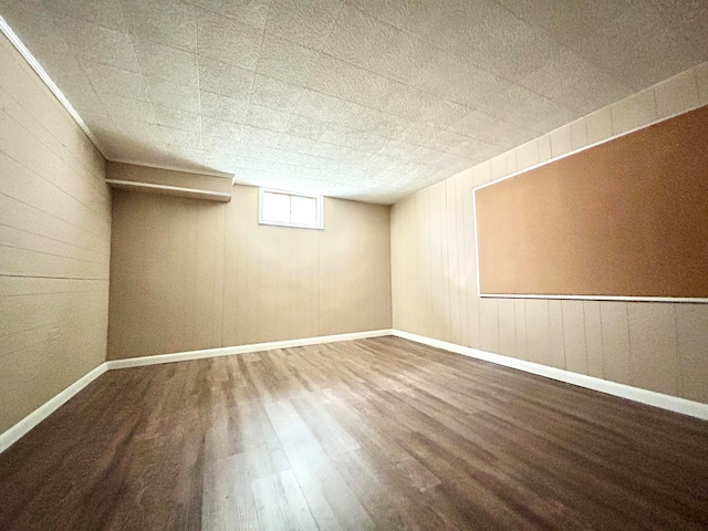 basement featuring wood-type flooring