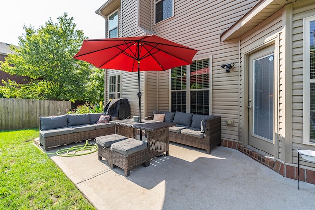 view of patio / terrace featuring an outdoor living space