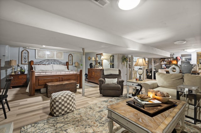 bedroom featuring light wood-type flooring