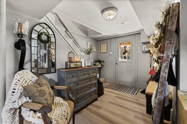 sitting room featuring light hardwood / wood-style floors