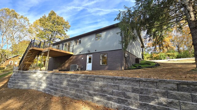 273 Hidden Hills Rd, Lancaster, KY 40444 - rear view of property with central AC, a wooden deck, and stairway