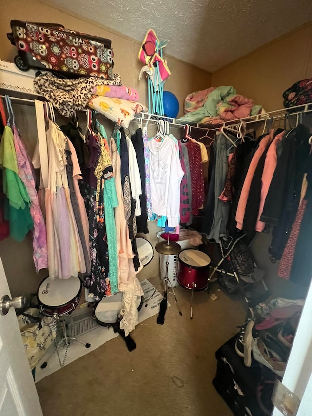 spacious closet with carpet flooring