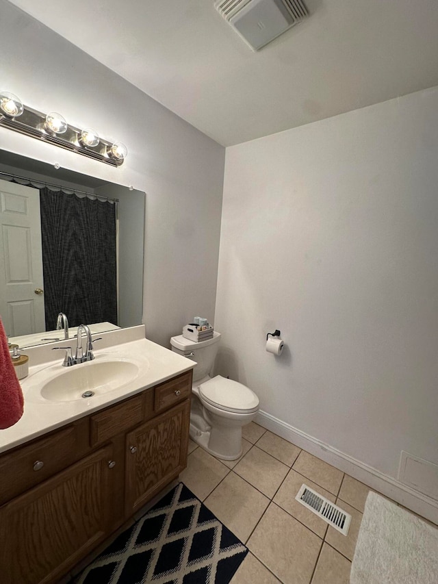 bathroom featuring vanity, toilet, and tile patterned floors