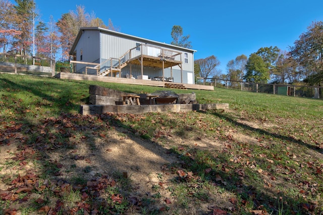 view of yard featuring a deck